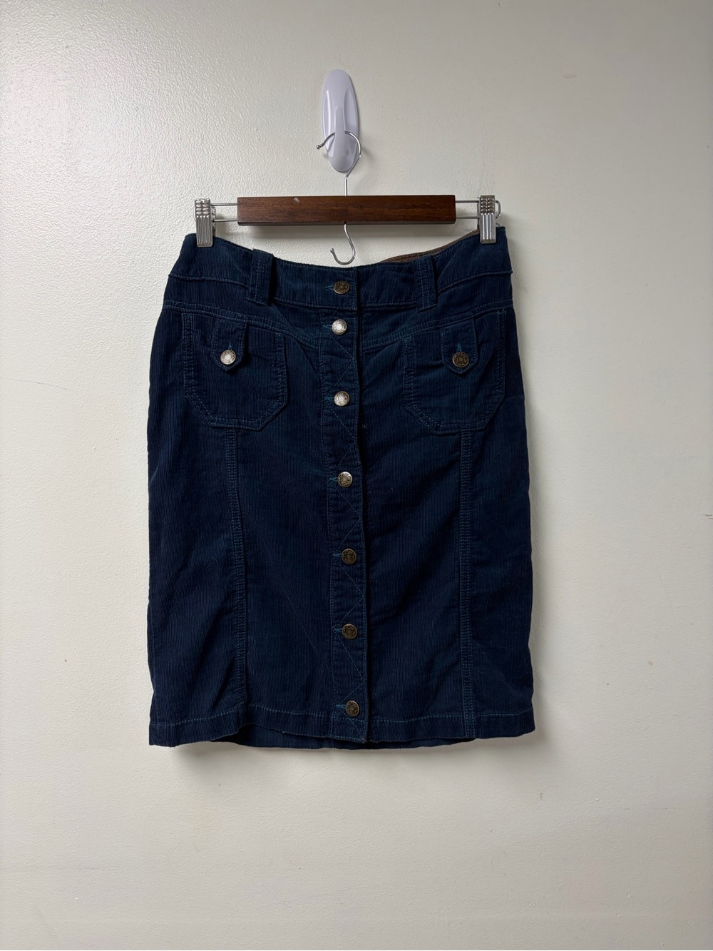 Vintage Free People Mini Blue Corduroy Skirt Size 2